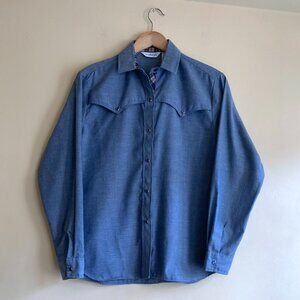 VINTAGE Karman Western Pearl Snap Button Up Shirt Size Small Cowboy Long Sleeve